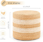 Handwoven Ottoman Pouf, Natural Water Hyacinth Footstool, Round Braided Outdoor - Image 3