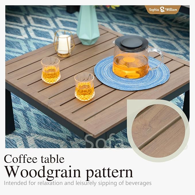Sophia & William 7 Piece Outdoor Patio Furniture Set, Metal Sectional Sofa - Image 7