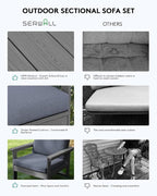SERWALL HDPE Patio Conversation Set, 6-piece Sectional Outdoor Furniture Set - Image 6