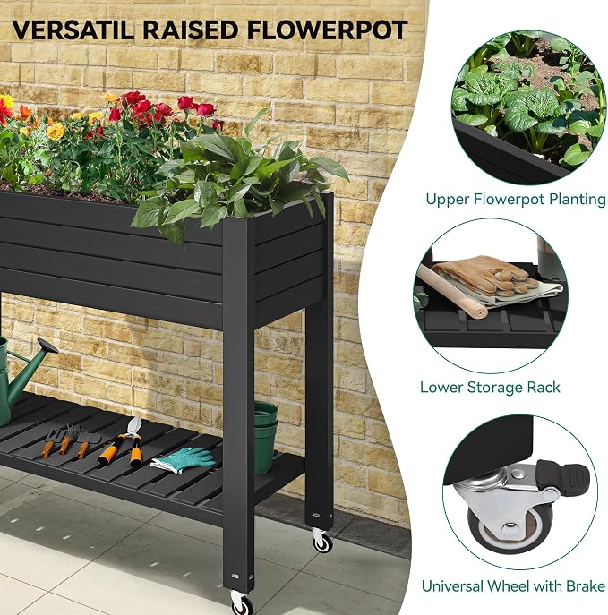 YITAHOME 43.3x17.7x34 in Elevated Garden Bed 2pcs, Outdoor Plastic Planter Box - Image 8