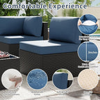 SUNLEI 5 Piece Patio Furniture Sets, Low Back All-Weather Rattan Sectional Sofa - Image 3