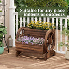 Wooden Wagon Planter Flower Cart - Image 3