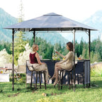 Tangkula 3 Piece Patio Bar Set, 8x8 FT Double-Tier Grill Gazebo - Image 3