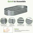 8x4x1ft Galvanized Oval Raised Garden Bed, Outdoor Planter Box Metal Patio Kit - Image 4