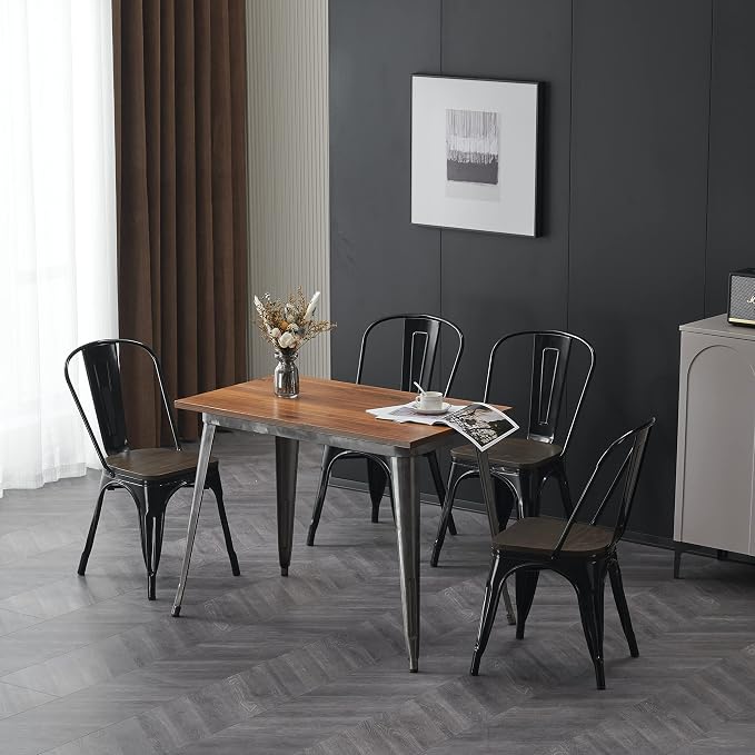 Nazhura Metal Dining Chair Farmhouse Tolix Style - Image 2