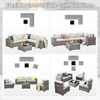 ovios 6 Pieces Patio Furniture Set, Outdoor Wicker Sectional Sofa - Image 7