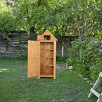 Outvita Outdoor Storage Cabinet, 70in Wooden Vertical Garden Tools Shed - Image 4