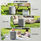 HOMCOM 2.6 Gal Outdoor Cooler Side Table, 3-in-1 Cool Coffee Table - Image 4