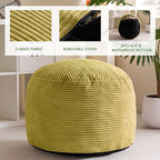 HIGOGOGO Round Stuffed Pouf Ottoman, Corduroy Poufs - Image 3