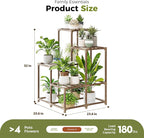 Bamworld Plant Stand Indoor Outdoor Corner Shelf Plant Holder 4-Pot Flower - Image 2