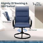 PHI VILLA 9 Pcs Outdoor Patio Dining Set, 8 Outdoor Padded Swivel Dining Chairs - Image 2