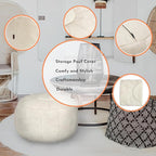 Thgonwid Unstuffed Moroccan Storage Pouf Foot Stool Ottoman Seat Handmade Faux - Image 6