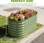 24" Tall Galvanized Raised Garden Bed Outdoor, Large Oval Raised Beds - Image 2