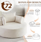 Antetek Oversized Round Chaise Longue Chair Indoor, Modern 55-inch Upholstered - Image 6