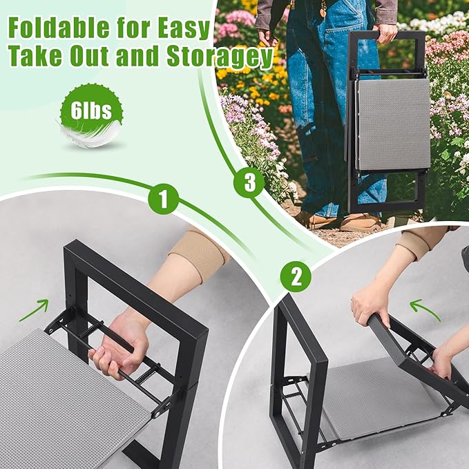 Garden Kneeler and Seat, 12.7" Wide Folding Heavy Duty Gardening Bench - Image 7