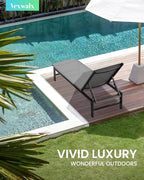 Outdoor Lounge Chairs Set of 3, Aluminum Chaise Lounge Chairs - Image 2