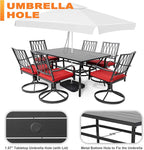 NUU GARDEN 7 Piece Outdoor Dining Set Rectangle Iron Patio Table - Image 5