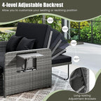 LDAILY Moccha Outdoor Daybed, Wicker Loveseat Sofa Set - Image 2