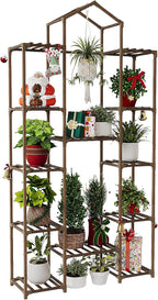 Bamworld 74.4" Tall Plant Stand Indoor Outdoor Wood Plant Shelf Hanging Plant by Bamworld