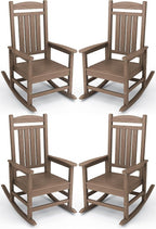 KINGYES HDPE Outdoor Rocking Chair Set of 4, All-Weather Poly Patio Rocking by KINGYES