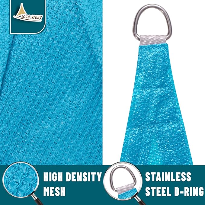 LOVE STORY Custom Size 10'x12'x15.6' Turquoise Blue Sun Shade Sail Right - Image 5