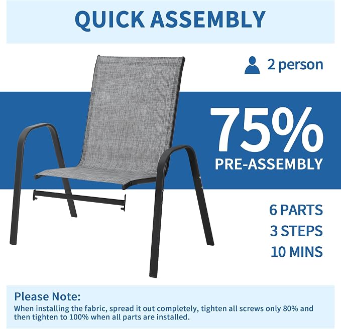 PIZZELLO Patio Chairs Set of 4, Outdoor Stackable Dining Chairs - Image 6