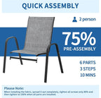 PIZZELLO Patio Chairs Set of 4, Outdoor Stackable Dining Chairs - Image 6