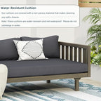 Merax Solid Acacia Wood Couch Chaise Lounge Chair Indoor, 3 Seater Daybed Sofa - Image 4