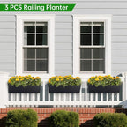 OGIMA 16-Inch Railing Planter Box, 3 Pack Large Hanging Planters - Image 6