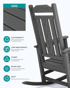 SERWALL Outdoor Rocking Chair Set of 6, Patio Rocking Chair Sets, HDPE Rocking - Image 6