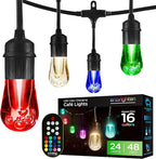 Enbrighten Vintage Outdoor String Lights, 24 RGB Acrylic Bulbs, Weatherproof by Enbrighten