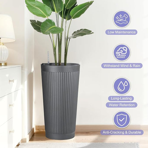 24in Tall Self-Watering Planters Set of 2 - Image 2