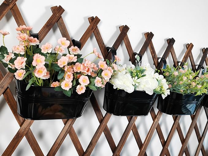 8 Pack Metal Hanging Planter for Outdoor Plants, 10 Inch Black Fence Planters - Image 8
