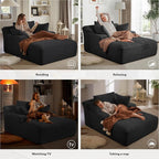 67 Inch Oversized Chaise Lounge Chair Indoor, Corduroy Upholstered Boneless - Image 3
