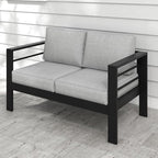 Kiss the Water Outdoor Patio Furniture Loveseat Sofa, All-Weather Metal - Image 8