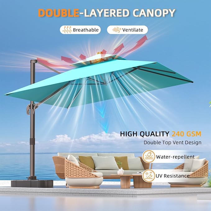 9' X 12' Cantilever Outdoor Patio Umbrellas - Image 4