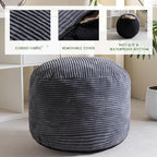 HIGOGOGO Round Stuffed Pouf Ottoman, Corduroy Poufs - Image 3