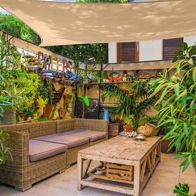 AsterOutdoor Sun Shade Sail Rectangle 6' x 10' UV Block Canopy - Image 9