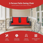 RELAX4LIFE Porch Swing 2-Seat Patio Rattan, Wicker Porch Swings Outdoor W/Two - Image 5
