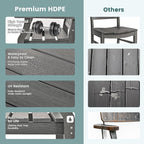 Pamapic 5 PCS Outdoor Dining Set, Spacious HDPE Outdoor Table and Chairs - Image 4