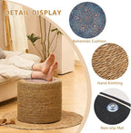 Wimarsbon Round Pouf Ottomans, Handwoven Natural Water Hyacinth Seagrass Pouffe - Image 4