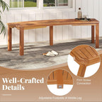 Tangkula Outdoor Curved Bench, Acacia Wood Fire Pit Bench w/Slatted Seat - Image 6