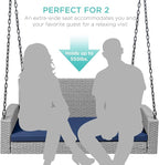 Best Choice Products Woven Wicker Outdoor Porch Swing, Hanging Patio Bench - Image 3