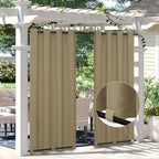 Easy-Going Linen Look Outdoor Curtains Waterproof Windproof Porch Curtains by Easy-Going