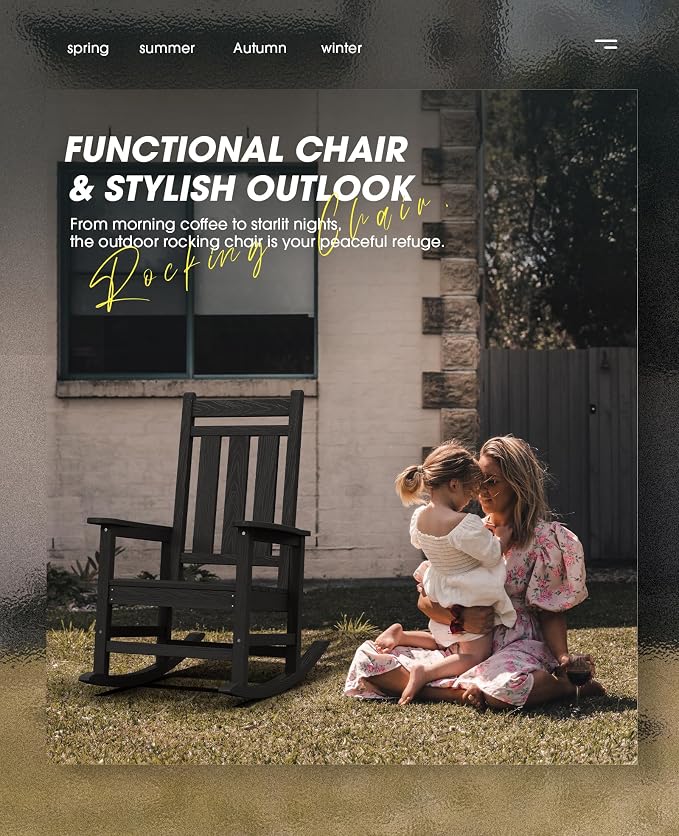 KINGYES Oversized Outdoor Rocking Chair Set of 2, All-Weather Patio Rocking - Image 6