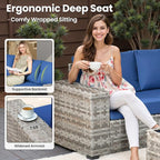 ovios 6 Pieces Patio Furniture Set, Outdoor Wicker Sectional Sofa - Image 6