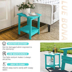 LUE BONA Adirondack Outdoor Side Table, 2-Tier Aruba Blue HDPS Patio End Table - Image 7