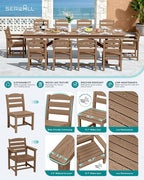 SERWALL 11 Piece Outdoor Dining Set - Image 4