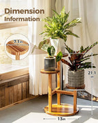 Bamworld 3 Tier Plant Stand Indoor, Corner Wood Plant Shelf - Image 3