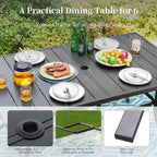Patio Dining Set 7 Piece, 4 Woven Rattan Fixed Chairs and 2 Swivel Chairs - Image 6